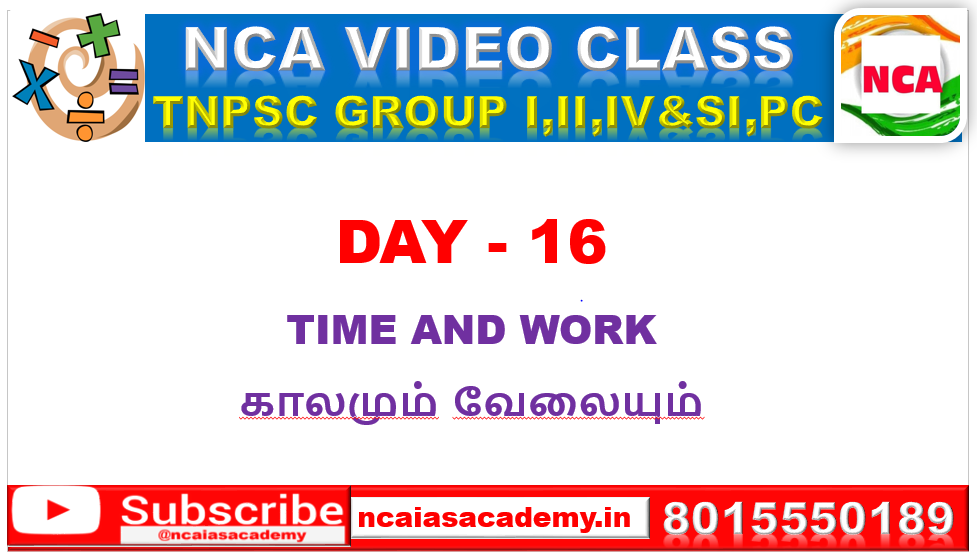 DAY – 16 TIME AND WORK