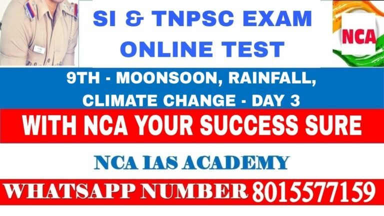 WA – 9TH STD – MOONSOON, RAINFALL, CLIMATE CHANGE – 03