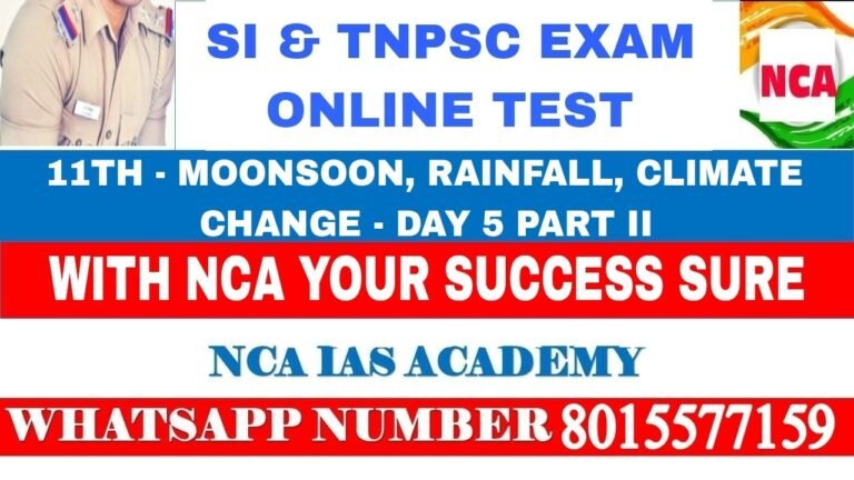 WA – 11TH STD – MOONSOON, RAINFALL, CLIMATE CHANGE- 05