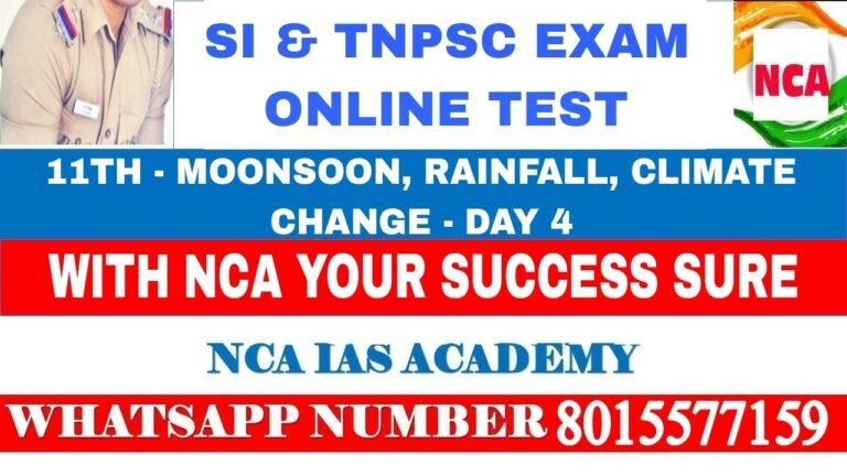 WA – 11TH STD – MOONSOON, RAINFALL, CLIMATE CHANGE- 04